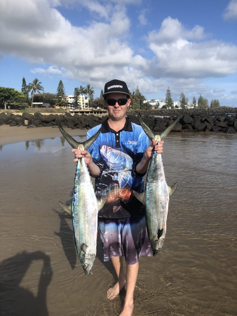 Mitch Beyer with a grey mackerel caught last week.