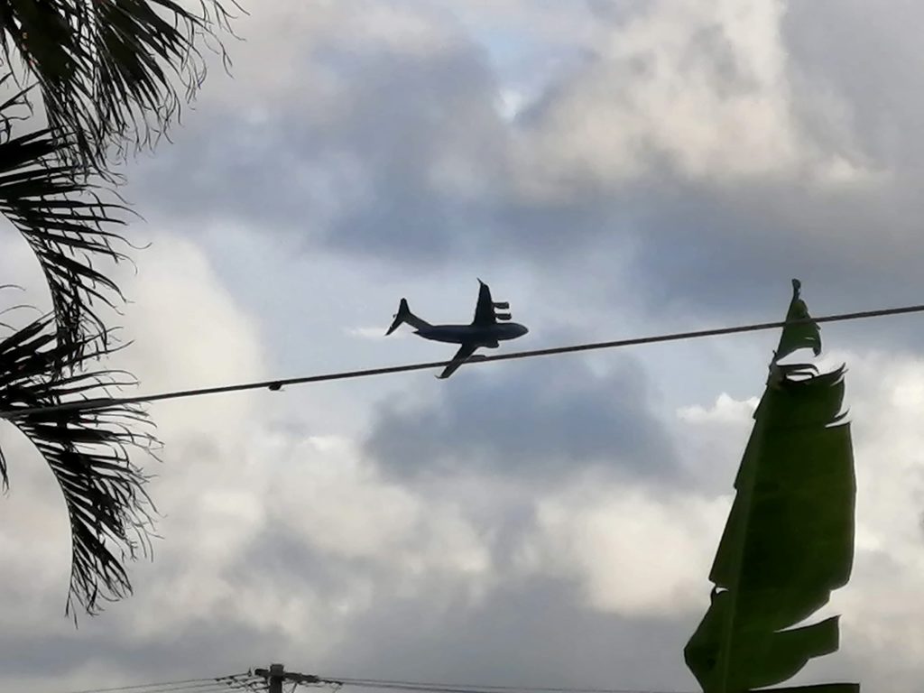 Andrew Clark took this photo of the C17-A Globemaster as it flew over his property on Bundaberg West on Friday.