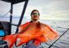 Jay Balazs with the cracker red emperor he caught off Burnett heads recently.