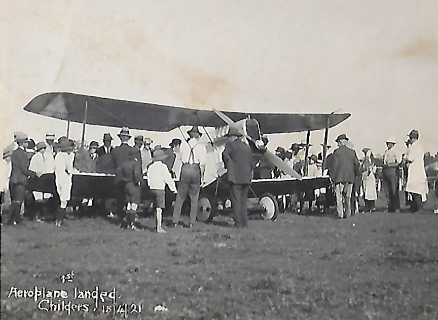 Bert Hinkler and his Avro Baby were the centre of attention when he became the first aviator to land in Childers on April 15, 1921.