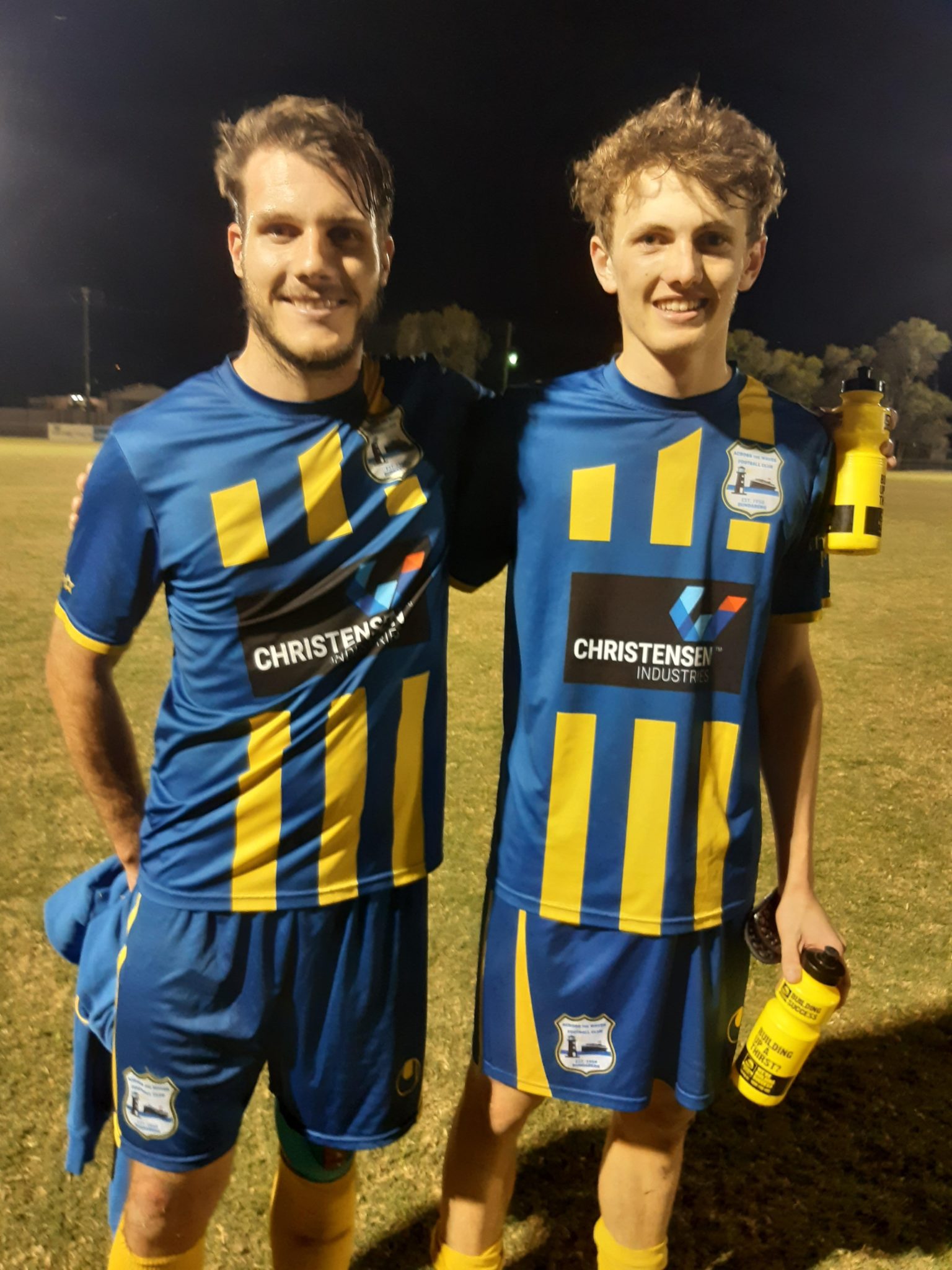 Corey Leggett notched a double while Bryce Holdsworth also scored a cracking goal as Across The Waves turned it on in the Football Wide Bay Premier League