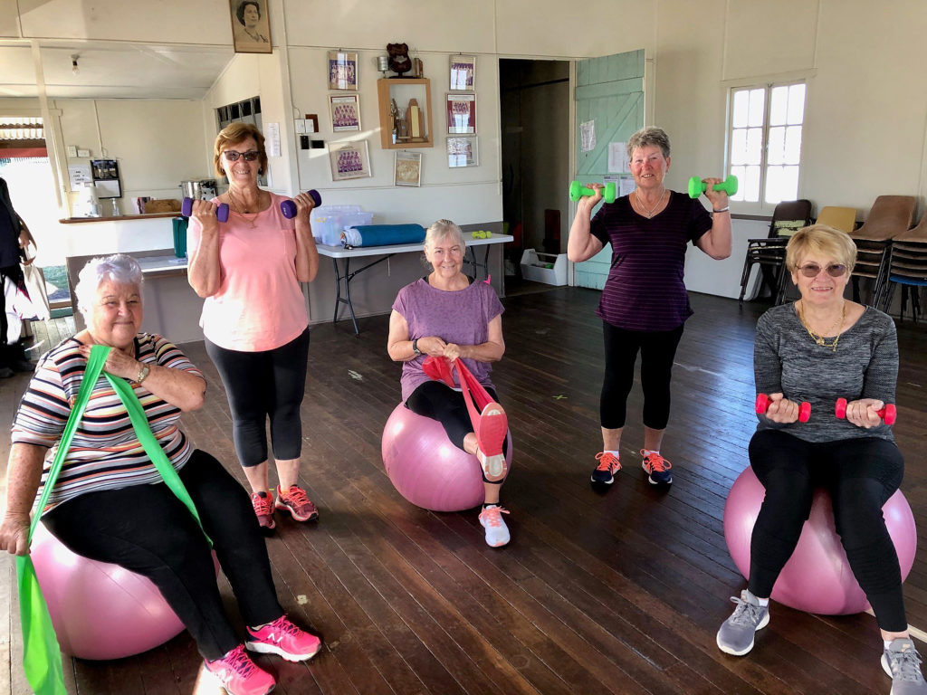 Grant funding of $4800 was right on the ball for Kolan National Fitness Club members (from left) Kay Wilson, Cath Manderson, Merrily Ricketts, Marion Holland and Jan Tobin.
