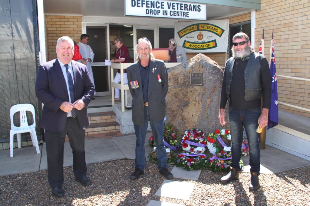 Bundaberg Region Mayor Jack Dempsey with Vietnam Veterans Association members at the memorial service in Bundaberg.