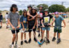 Enjoying the Skate with a Mate day at the Childers Skatepark were riders (from left) Tylah Dunn, Deon Cutting, Seth Frazer, Santarr Pettitt, Tamatoa Heard, Tristian Strange and Teonewa.