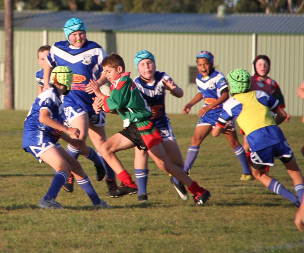 Woongarra dual try scorer Jarred McClymont goes on the attack in their Primary Schools semi-final against Norville