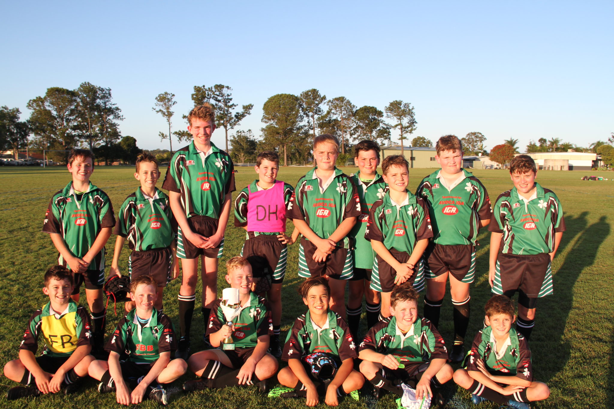 St Patrick’s Catholic School with the Covid Cup after their Primary Schools Rugby League grand final victory