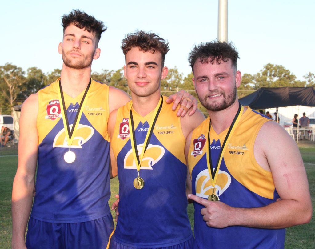 Brothers Ben, Mitch and Max were all part of the Eagles Seniors’ grand final triumph