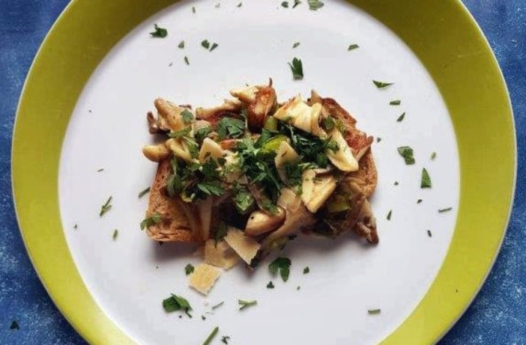 fried shrooms on toast