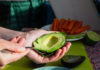 Green summer salad with avocado, apple and goats’ cheese