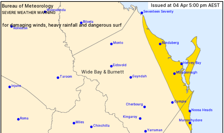 Intense rainfall warning area