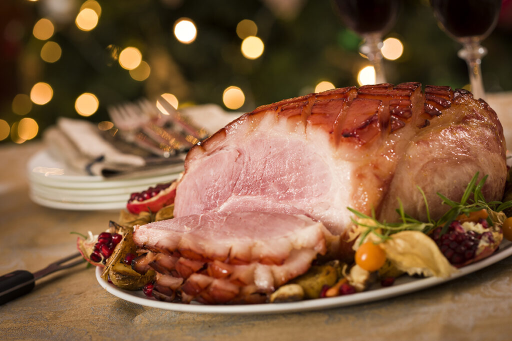 Christmas glazed ham