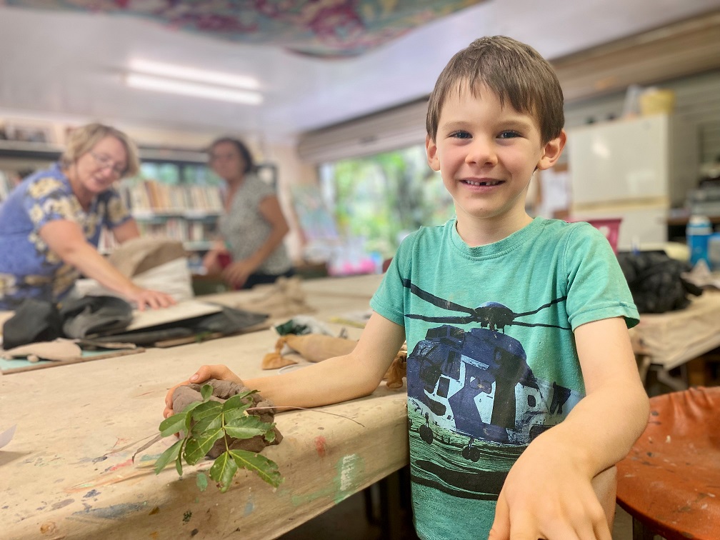 Six-year-old artist Rhys Weier has become the youngest member of the Childers Visual Art Group