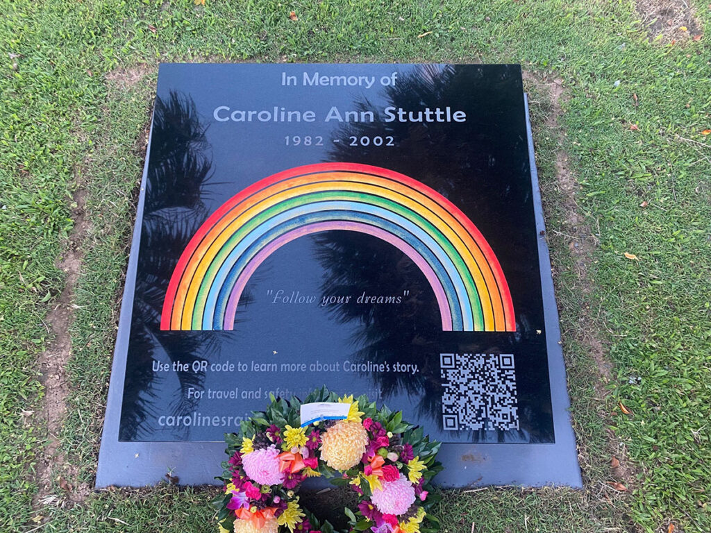 Caroline Stuttle memorial plaque