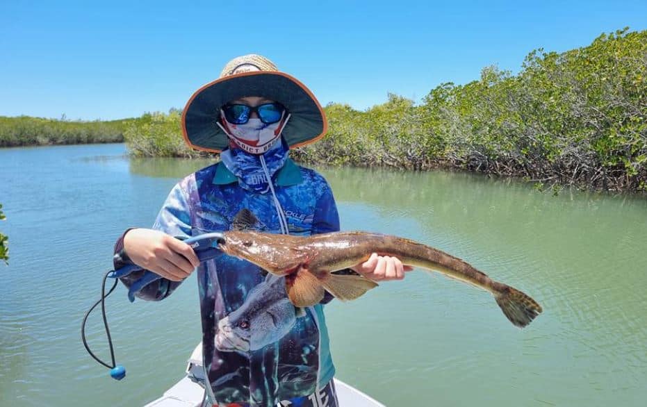 Zander Magin with a cracking 62cm flatty caught in Baffle Creek.