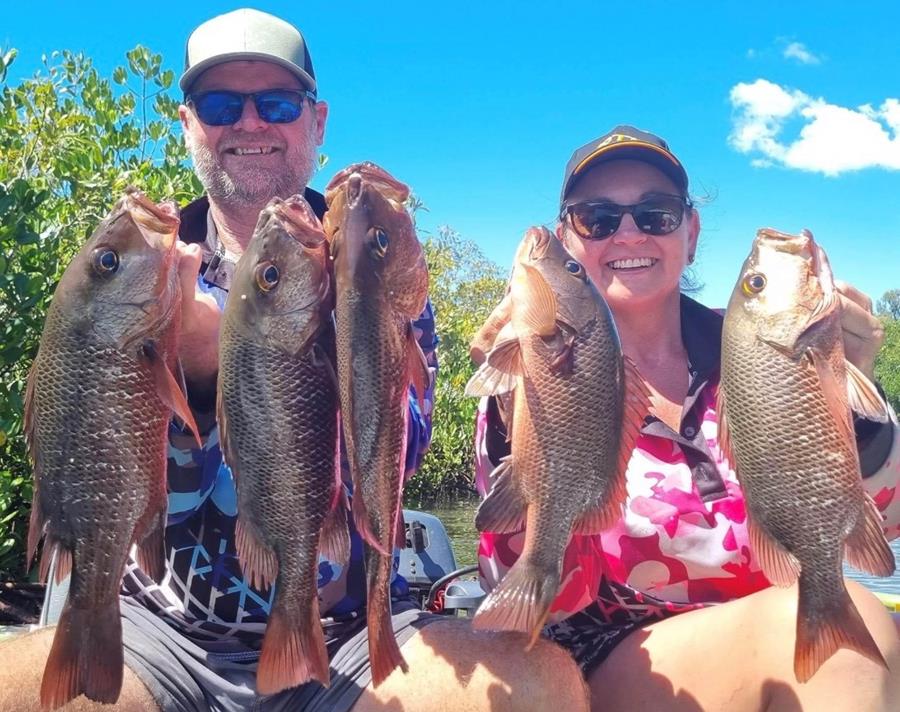 Dean and Cassie Cronin with a cracking feed of jack caught in the Elliott fish caught