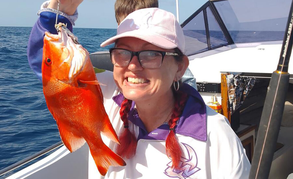 Natasha Mulford with her first red emperor