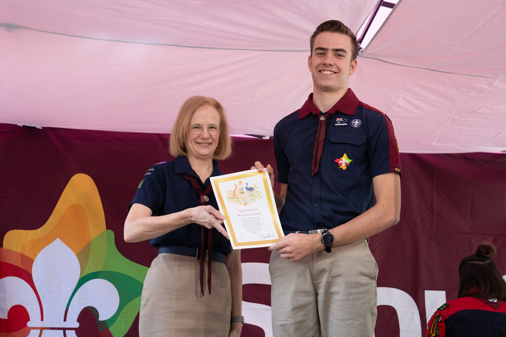 Lleyton Peterson receives Queen Scout Award
