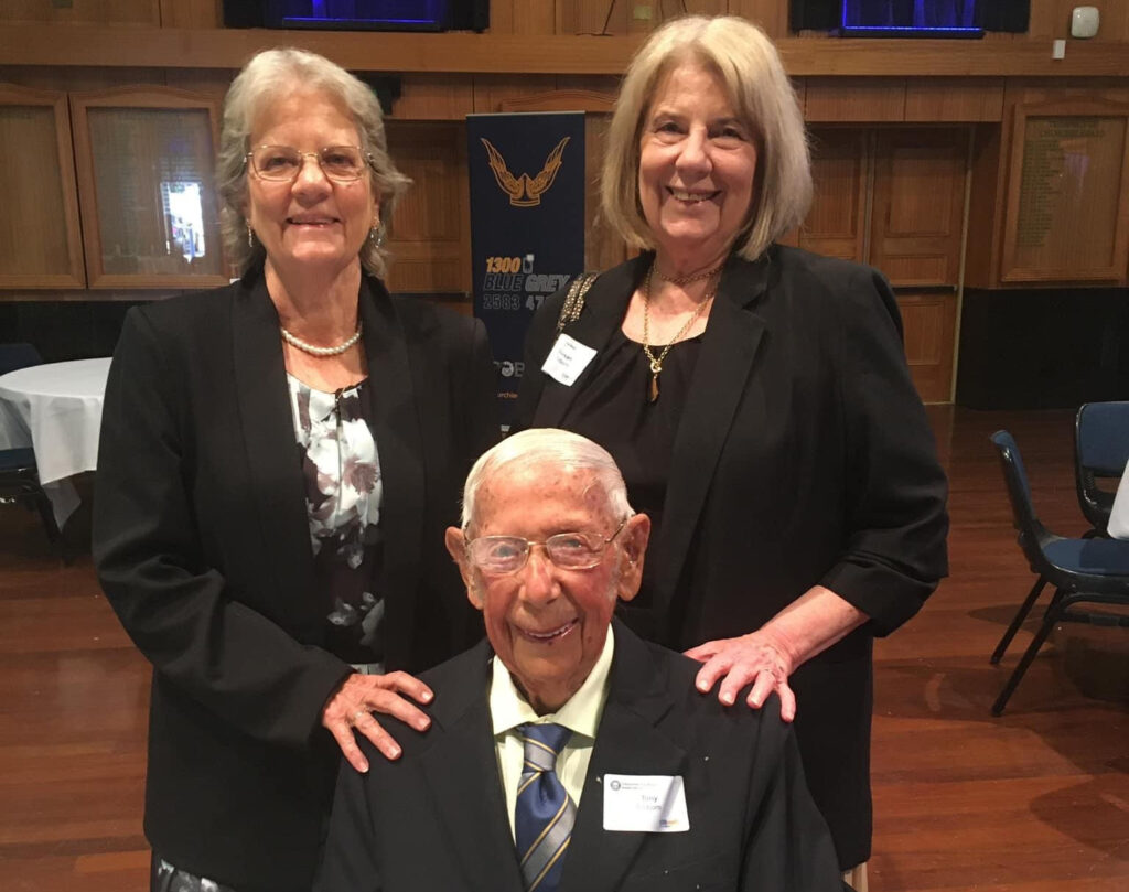 Tony Osborn with daughters Sue Grotherr and Margaret Appo. Tony Osborn 100