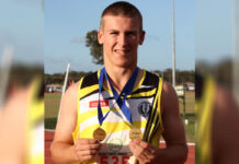 Jonty Murdoch, produced two Queensland best performances in his two premier events, Boys Under-17 Discus and Shot Put, at the Little Athletics Queensland 2023 Coles Spring Carnival. Photo: contributed.