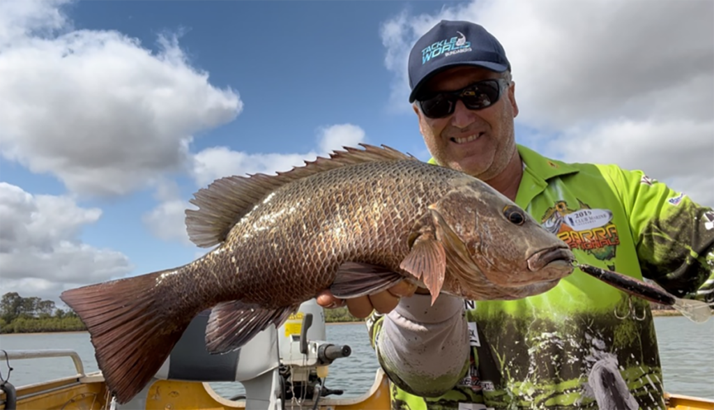 Steve Davidson with a 48cm jack caught in the Burnett River