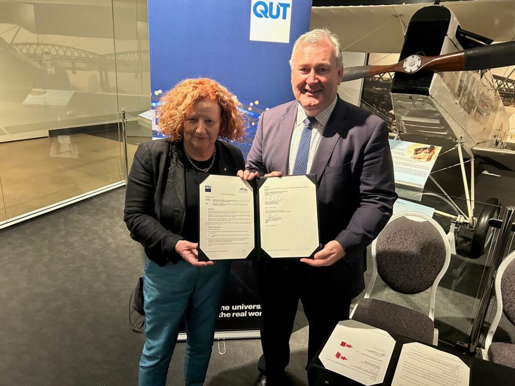 Bundaberg Region Mayor Jack Dempsey and Queensland University of Technology Vice Chancellor and President Professor Margaret Shell OA