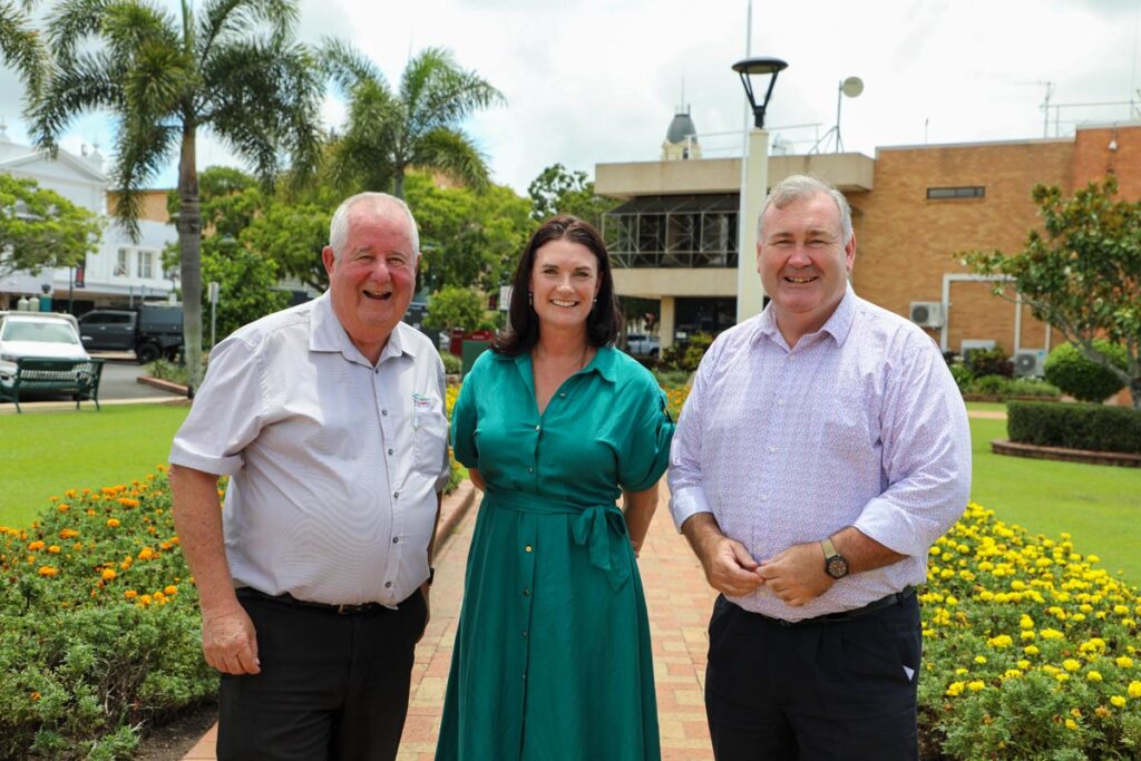 Cr Steve Cooper, Bundaberg Tourism CEO Katherine Reid and Mayor Jack Dempsey