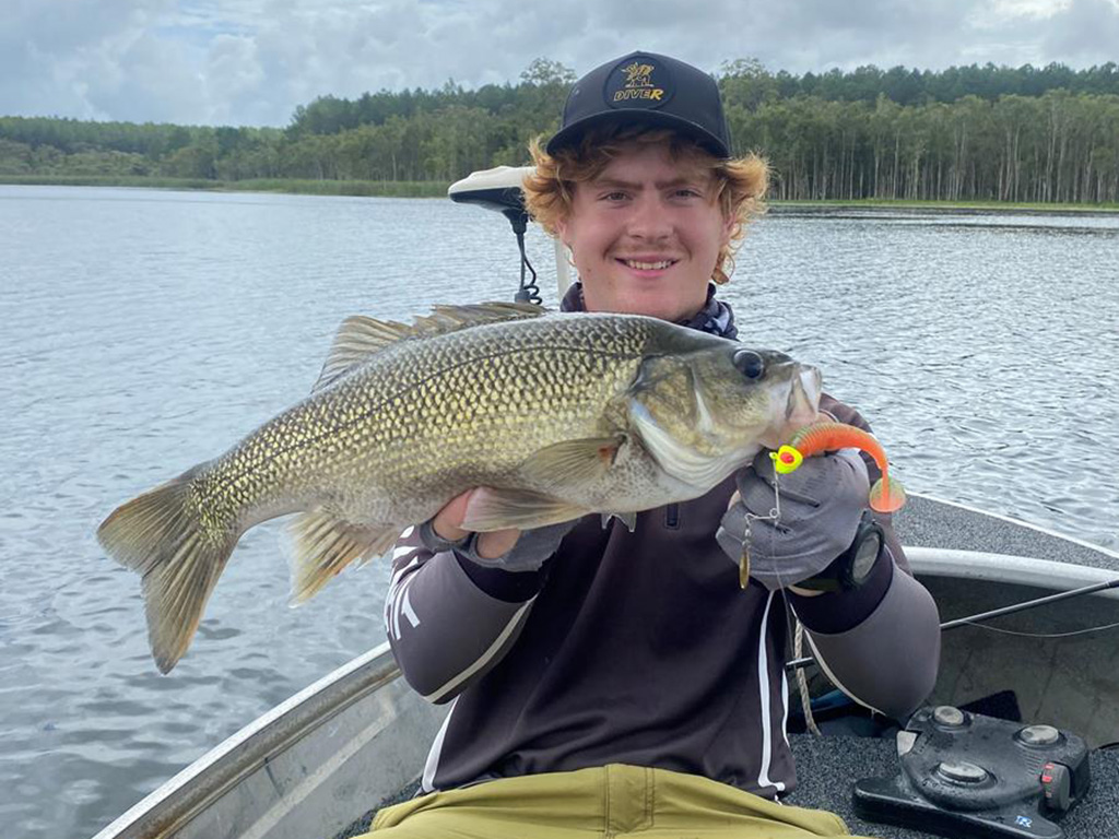 Ben Wilson with a cracking 44cm bass caught in Lake Gregory.