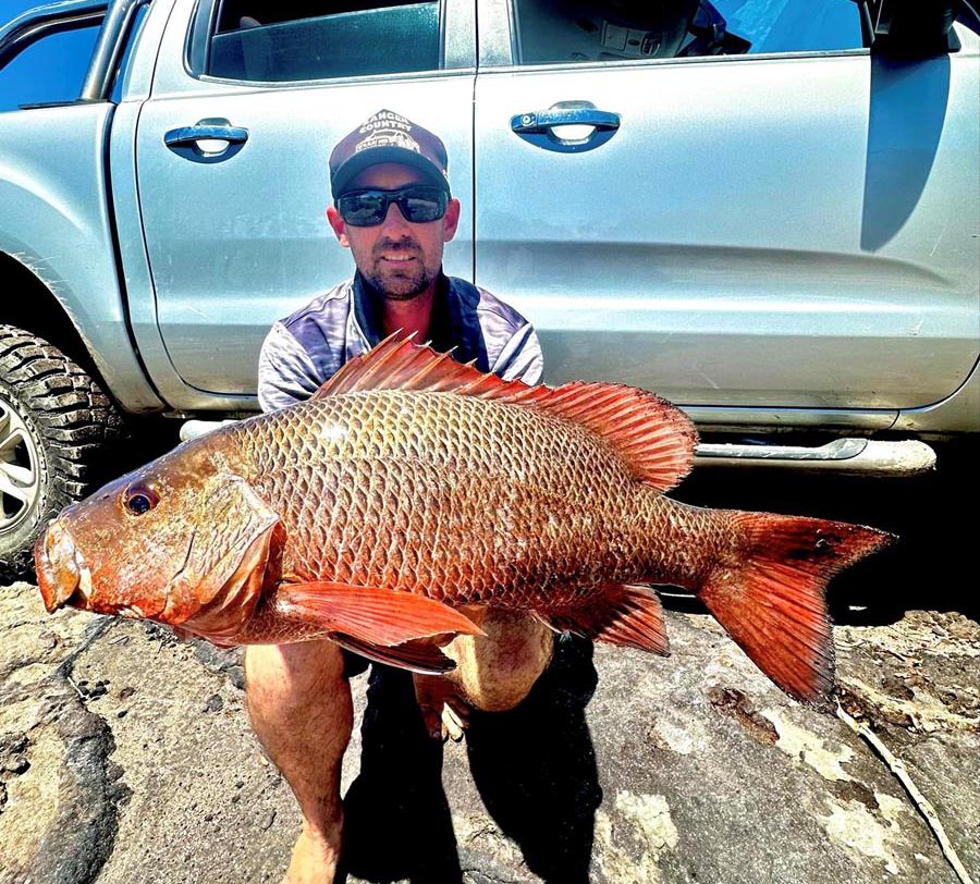 Steve King with a cracking 53cm jack caught land based.