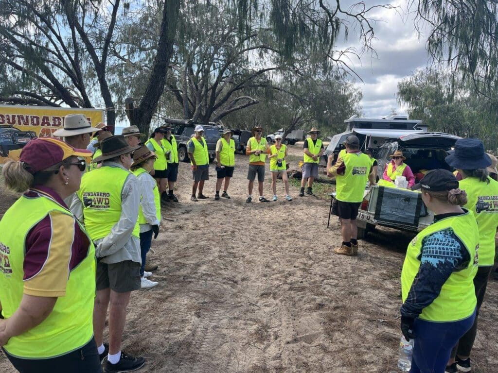 The group being given final instructions before the clean up. 4WB club cleans up