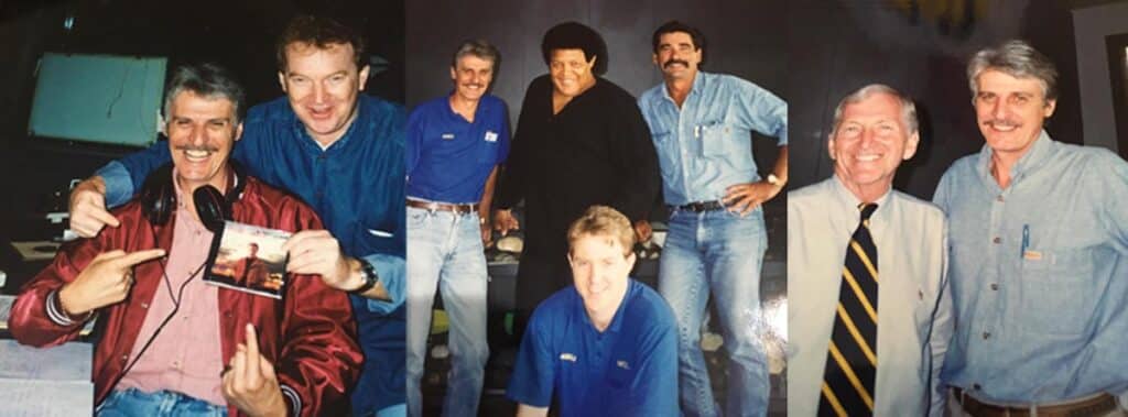 Trevor Leutton with Graeme Conners, The Chubby Checker and Bryce Courtney.