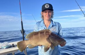 Cayden Raines with a quality maori cod.