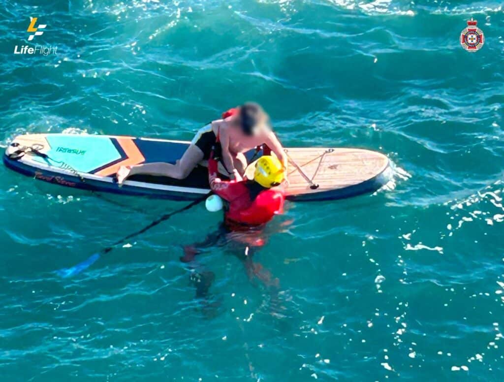 The Bundaberg-based LifeFlight aeromedical crew rescued a paddleboarder off the coast near Bundaberg on Sunday 21 July.
