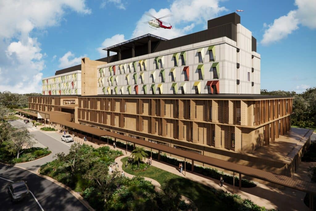 Artist impression - new Bundaberg Hospital rooftop helipad