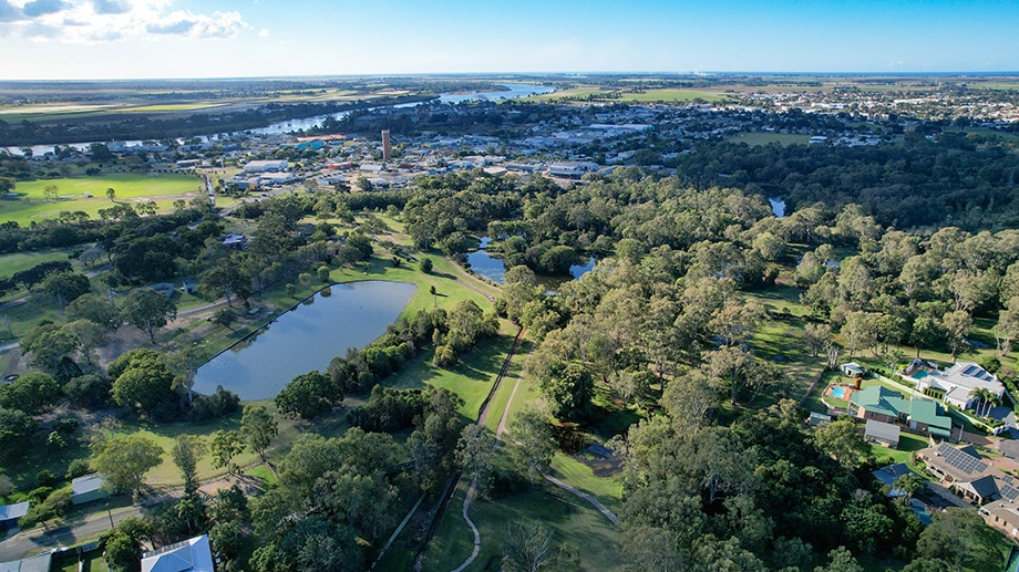 Draft Corporate Plan consultation front cover aerial of Washpool Creek naturalisation project and surrounding suburb