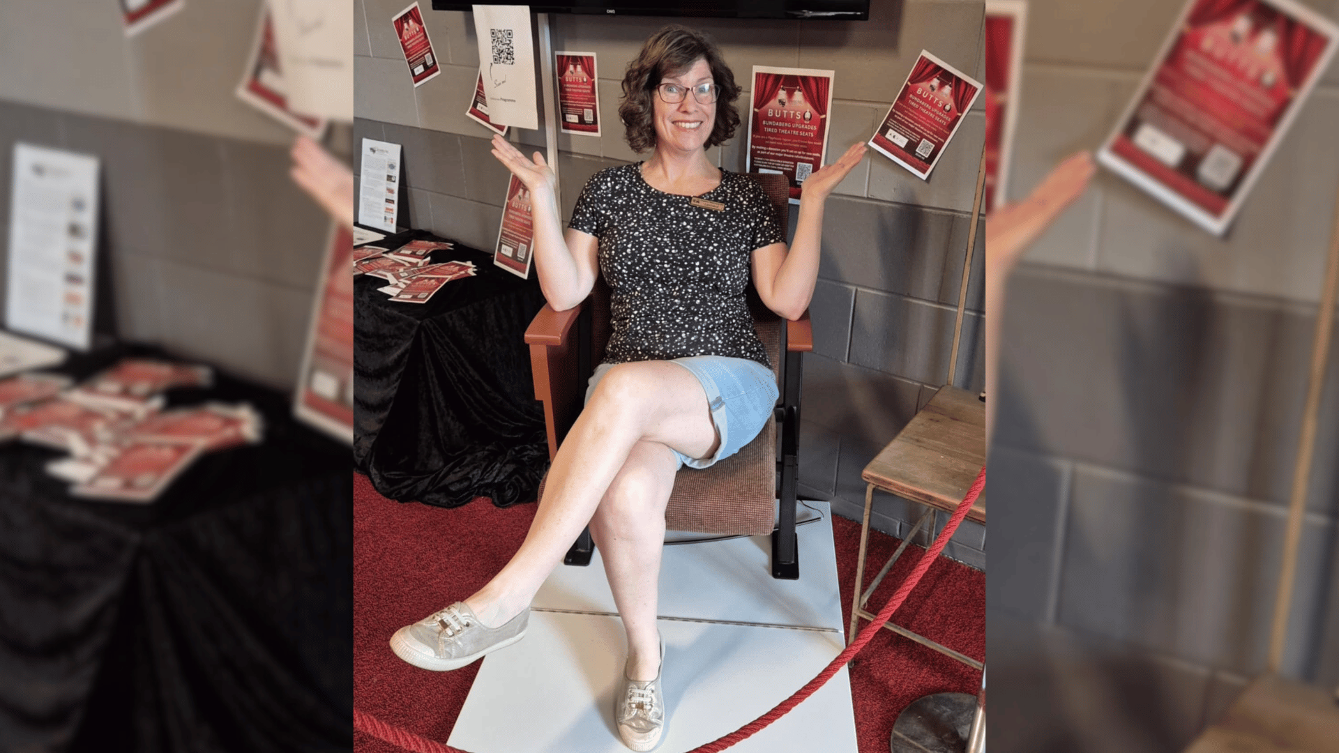 Photo: Jenny Duffy getting a sneak preview of the fabulous new seats.