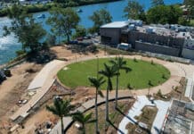 Concrete seating and memorial elements will soon be lifted into place at Anzac Park as part of Stage 1 of Council’s redevelopment project.
