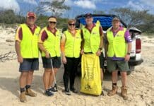 At this year's annual clean up on K'Gari (Fraser Island), 16 vehicles from the Bundaberg 4WD Club participated in the event.